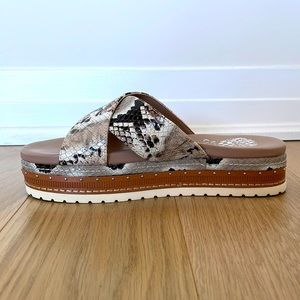 Women’s Vince Camuto Ravensie Flatform Slide, Size 5.5M, Taupe/Nambia Snake